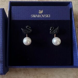 Swarovski Black and White Crystal Earrings